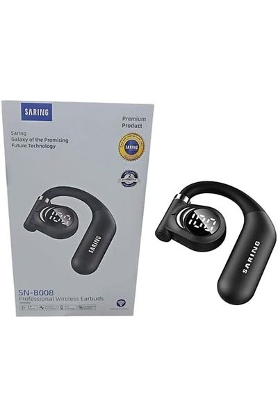 saring Wireless Earbuds SARING SN-008 with High-Resolution Sound and Noise Cancellation - Black