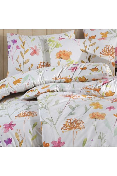 Story home Textile Set de lenjerie de pat dublă Story Home 100% bumbac Ranforce 144TC, husă pilotă 4 piese 200x220 cm Eva