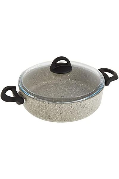 HOME MAKER Granitec 26 cm Low Casserole, Grey – Premium Turkish Craftsmanship, Non-Stick, Rust-Fre