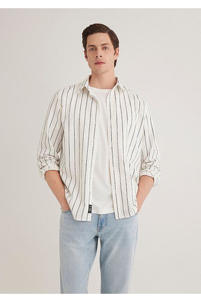 Mavi Linen Blended Striped Shirt Regular Fit 0211380 -87737