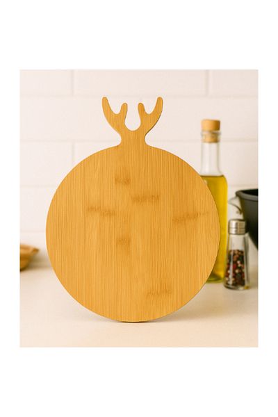 DolphFin Geyikli Presentation Board Round Cutting Board Natural Wood