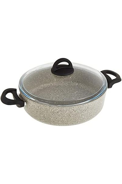 HOME MAKER Granitec 28 cm Low Casserole, Grey – Premium Turkish Design, Non-Stick, Rust-Free, Dura