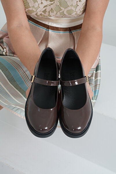 Beyond Kadın Kahverengi Rugan Bantlı Loafer Babet Ayakkabı 2,5cm Byndlfrk11