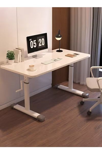 Taimi Desk Modern Design Height Adjustable with Steel Legs, Computer desk Study, 80X60cm - White