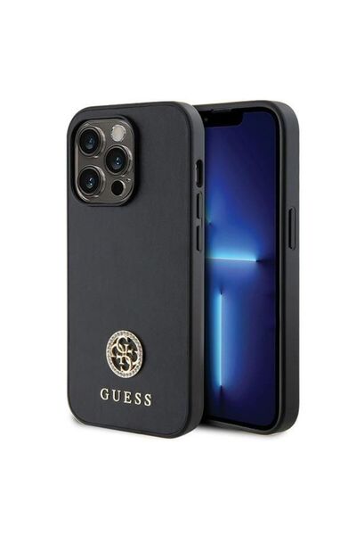 REDz Accessories Θήκη Guess για iPhone 15 Pro, Συλλογή με Μεταλλικό Λογότυπο Strass, Μαύρη