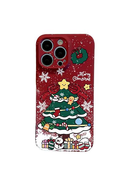 REDz Accessories Husă Brad de Crăciun, compatibilă cu iPhone 15 Pro, design de Crăciun, protecție robustă, roșie