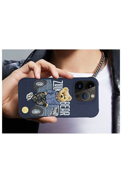 REDz Accessories Carcasă Zuck Bear pentru iPhone 15 Pro, San Francisco Fortune, player Bay Area, albastră
