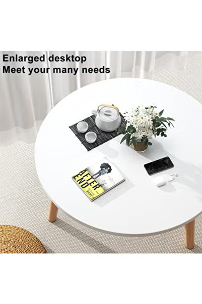 Taimi Round Side Table, Solid Wood Coffee Table, Side Table for Sofa and Living RoomWhite 60x60x30cm