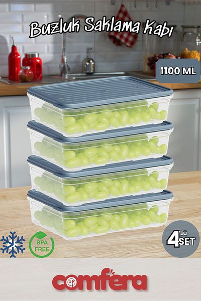 BAGER MARKET Freezer Storage Container - Winter Freezer Sampler - 1100 ml - 4 Colors
