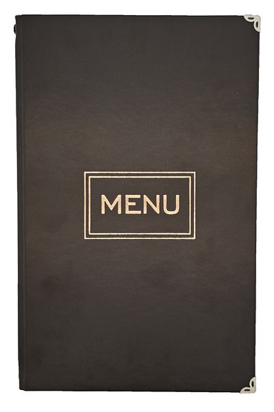 ankara menü A4 Thermo Leather Menu Container, Embossed Printed (Elastic - Snap-On - Drawstring)