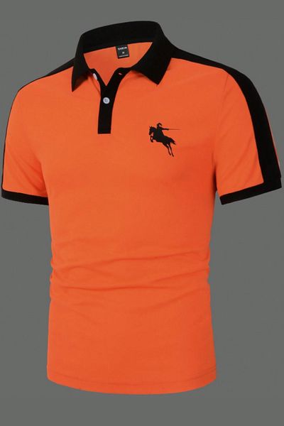 SELF CONTROL Tricou brodat de cavalerie cu gât polo