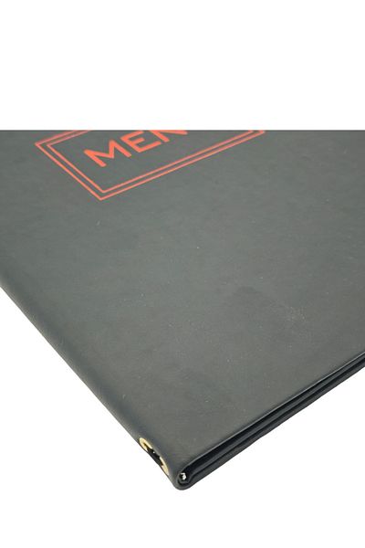 ankara menü A4 Thermo Leather Menu Container, Embossed Printed (Elastic - Snap-On - Drawstring)
