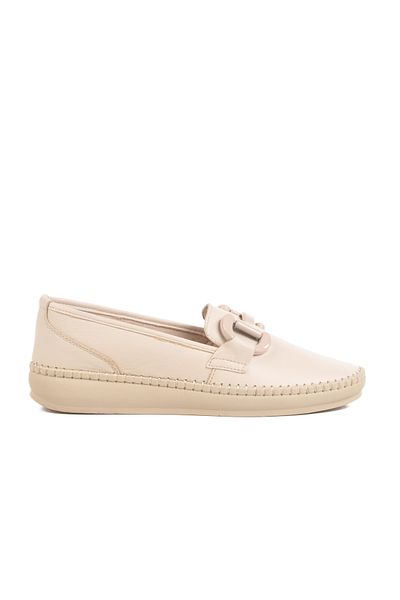 AYAKMOD Beige Genuine Leather Anatomical Women's Casual Shoes F-2045 Z