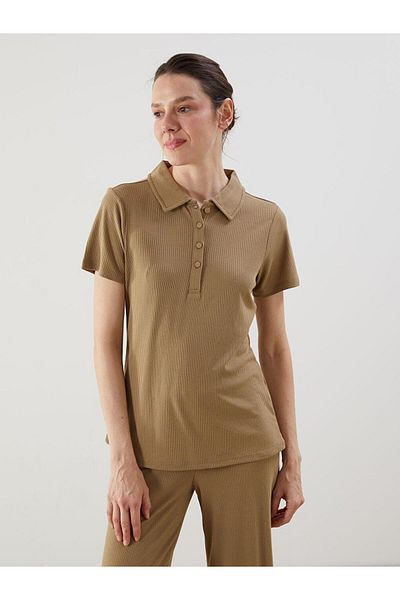 LC Waikiki Polo Neck Textured Women's T-Shirt