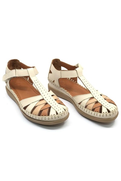 Venüs Margit Genuine Leather Comfort Orthopedic Women's Sandals Beige