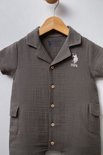 U.S. Polo Assn. Baby Boy Smoked Jumpsuit