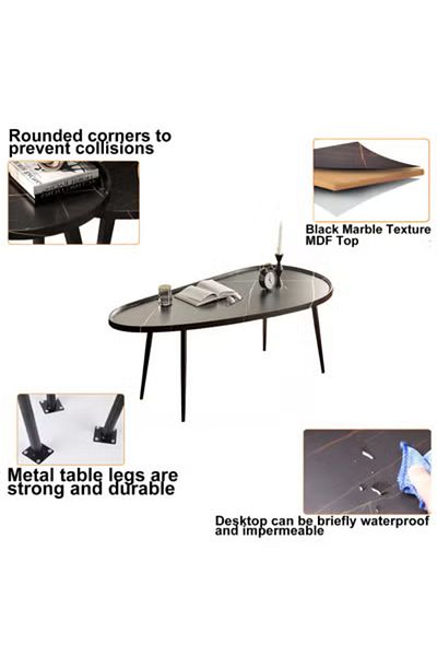 Taimi Modern Wooden Coffee Table Center Table for Living Room Bedroom Office Easy Assembly120x60x48-Black