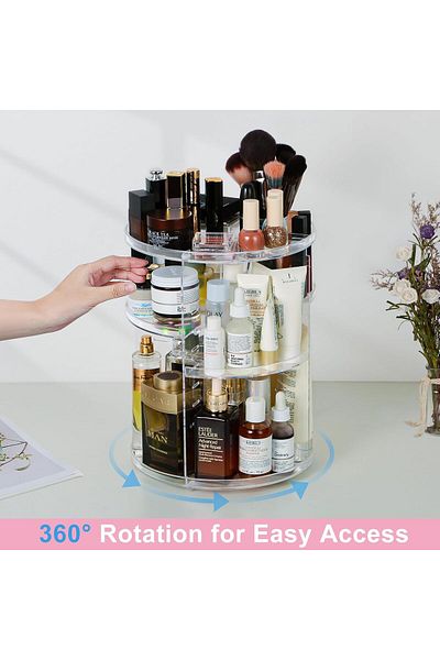 AnkaShop Makeup Organizer Organizer 360 °   Rotating Cosmetic Organizer with Compartments, Multifunctional Box Lipstick Par