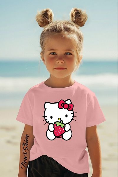New Shine 1 tricou este un cadou pentru achiziții de 6 și mai sus în coș - Tricou pentru copii oversize imprimat Hello Kıtty