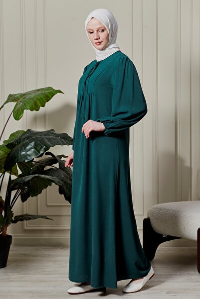 fistan Μπαλόνι μανίκι με κουμπί μπροστά Ρόμπα Gathered Hijab Ρούχα Μητέρα Φόρεμα Προσευχής Φόρεμα ειδικής περίστασης