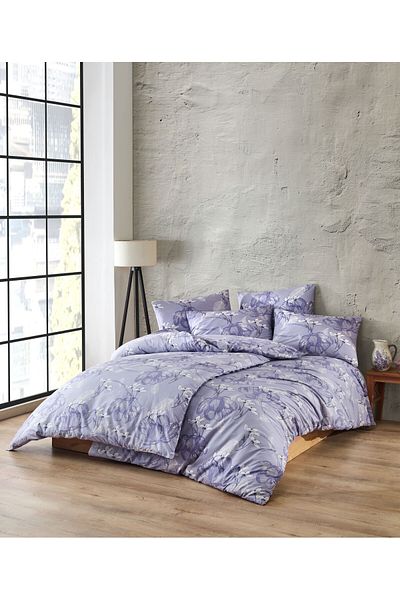 Story home Textile Set de lenjerie de pat dublă Story Home 100% bumbac Ranforce 144TC, husă pilotă 4 piese 200x220 cm Charlotte