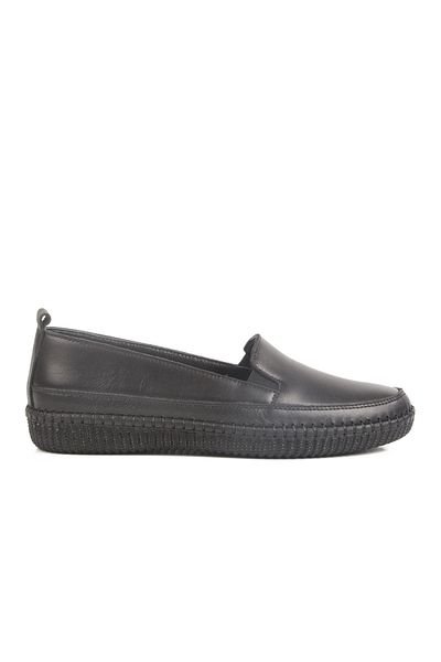 AYAKMOD Black Genuine Leather Anatomical Women's Casual Shoes F-7010 Z