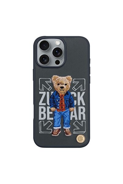 REDz Accessories Carcasă Zuck Bear pentru iPhone 16 Pro Max, San Francisco Fortune, Social Vibe, Gri