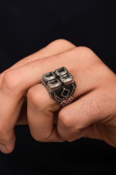 ALYANSEVİM Beyaz Zirkon 4 Taşlı 925 Gümüş Yüzük