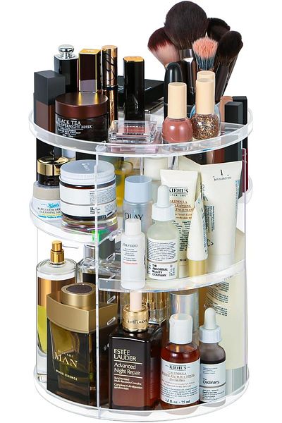 AnkaShop Makeup Organizer Organizer 360 °   Rotating Cosmetic Organizer with Compartments, Multifunctional Box Lipstick Par
