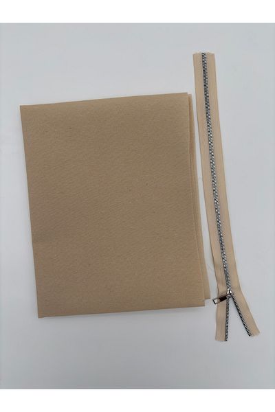 kumasfabrik Căptușeală pentru geantă din bumbac 120x50 cm (CULOARE PAELĂ) Fermoar de 45 cm metri