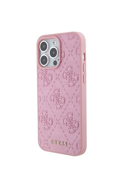 REDz Accessories Carcasă Guess pentru iPhone 15 Pro, logo 4G Quilted Classic, roz