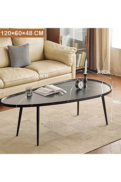 Taimi Modern Wooden Coffee Table Center Table for Living Room Bedroom Office Easy Assembly120x60x48-Black