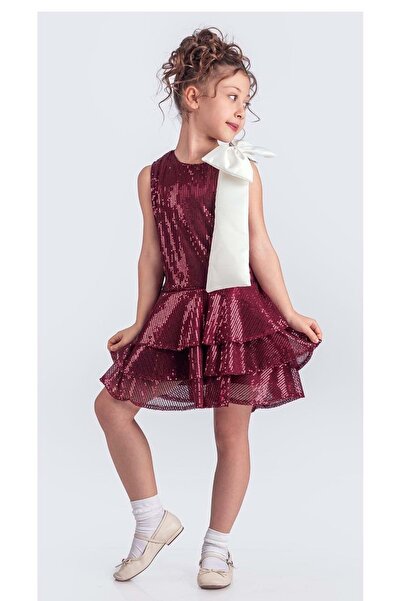 s.t. sebat tekstil فستان حفلات بناتي بدون أكمام من قماش الترتر Sb702