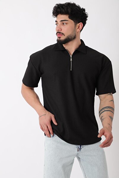 Stilkombin Μπλουζάκι με ριγέ γιακά με μισό φερμουάρ STU-2473_30464