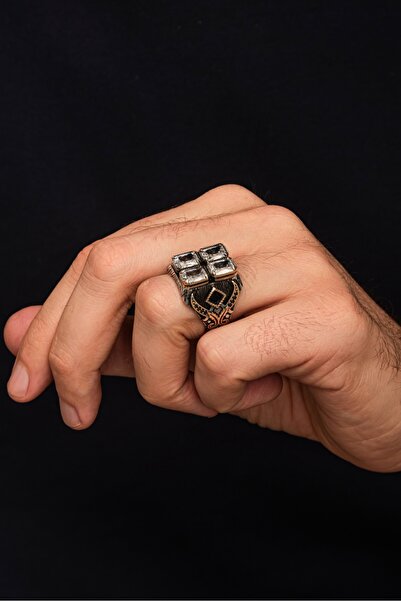 ALYANSEVİM Beyaz Zirkon 4 Taşlı 925 Gümüş Yüzük