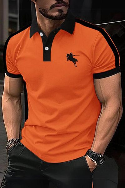 SELF CONTROL Tricou brodat de cavalerie cu gât polo