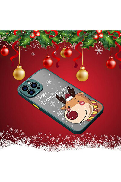 REDz Accessories Carcasă de Crăciun, rezistentă la șocuri, compatibilă cu iPhone 15 Pro, butoane colorate, bara de protecție, verde