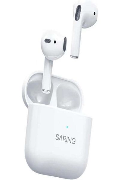 saring High-Resolution Wireless Earbuds with Built-In Microphone, Auto Pairing, In-Ear Detection, Charging