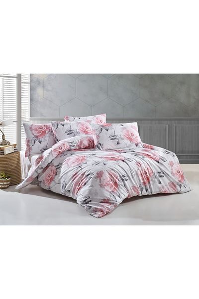 Story home Textile Double bedding set Story Home 100% Ranforce cotton 144TC 4 pieces duvet cover 200x220 cm Ander Pink