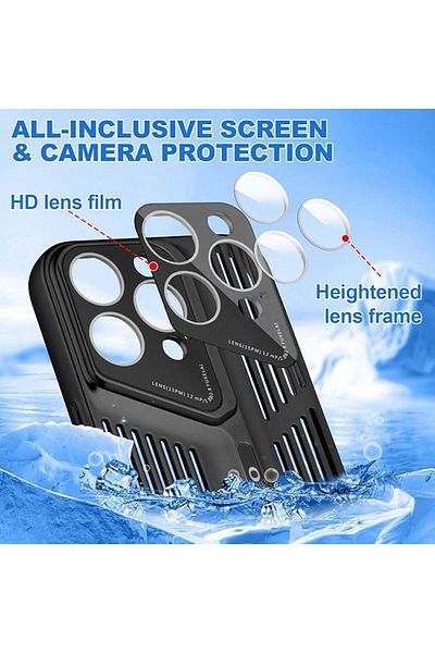 REDz Accessories Husă Thermo Guard, protecție cameră, compatibilă cu grila iPhone 16 Pro Max, neagră