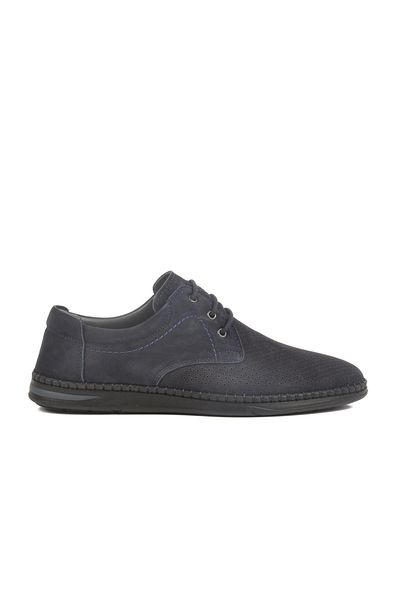 AYAKMOD Navy Blue Nubuck Genuine Leather Men's Casual Shoes Lion m