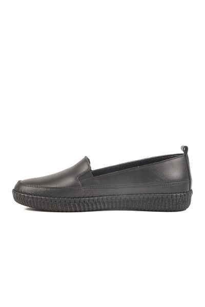 AYAKMOD Black Genuine Leather Anatomical Women's Casual Shoes F-7010 Z