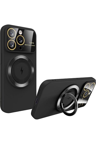 REDz Accessories Husă de protecție pentru cameră, inel de fixare Magsafe pentru iPhone 15 Pro Max, inel de siguranță, silicon, neagră