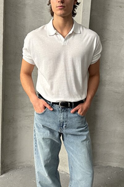 HYMAN Чоловіча футболка з бавовняного поло з великим коміром, светр з коміром