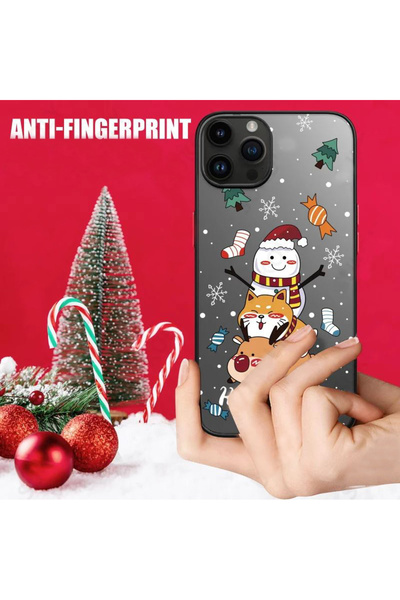 REDz Accessories Carcasă de Crăciun, rezistentă la șocuri, compatibilă cu iPhone 15 Pro, butoane colorate, bara de protecție, neagră