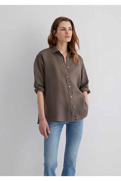 Mavi Purple Linen Shirt Loose Fit / Loose Relaxed Cut 1210747 -70133