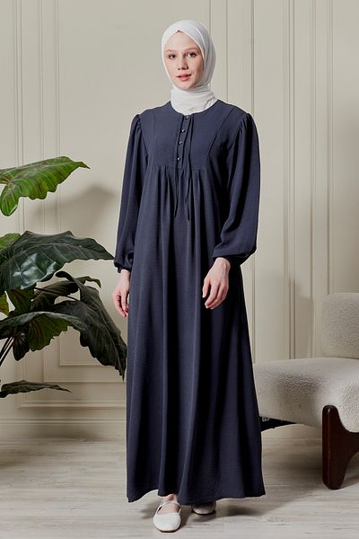fistan Μπαλόνι μανίκι με κουμπί μπροστά Ρόμπα Gathered Hijab Ρούχα Μητέρα Φόρεμα Προσευχής Φόρεμα ειδικής περίστασης