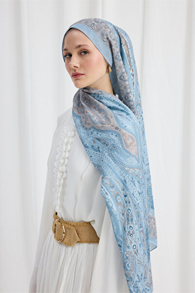 cs camellia scarf Şal moale cu model Vela - Albastru