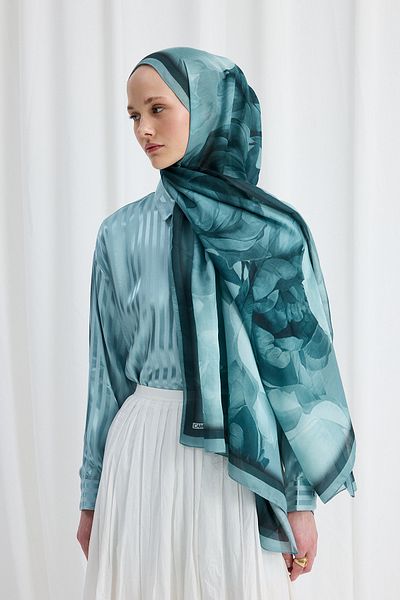 cs camellia scarf Lotus Soft Collection - Turquoise