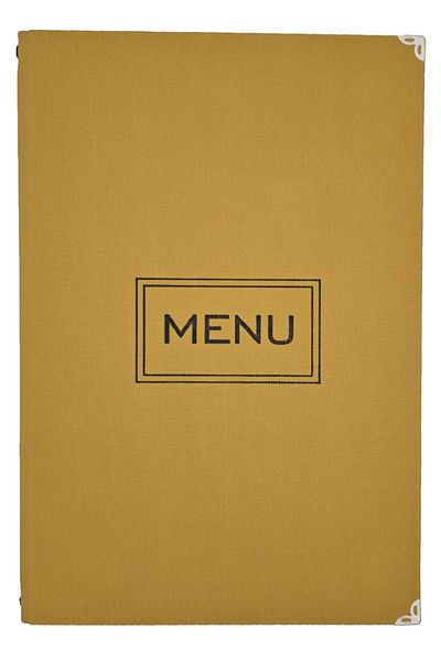 ankara menü A4 Thermo Leather Menu Container, Embossed Printed (Elastic - Snap-On - Drawstring)